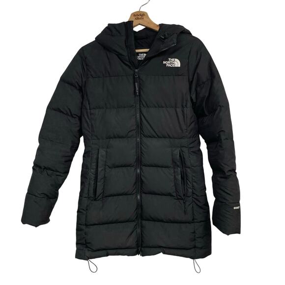 The North Face WOMEN'S GOTHAM DOWN PUFFER PARKA SZ SMALL 550-Down Black Long EUC - Picture 2 of 14